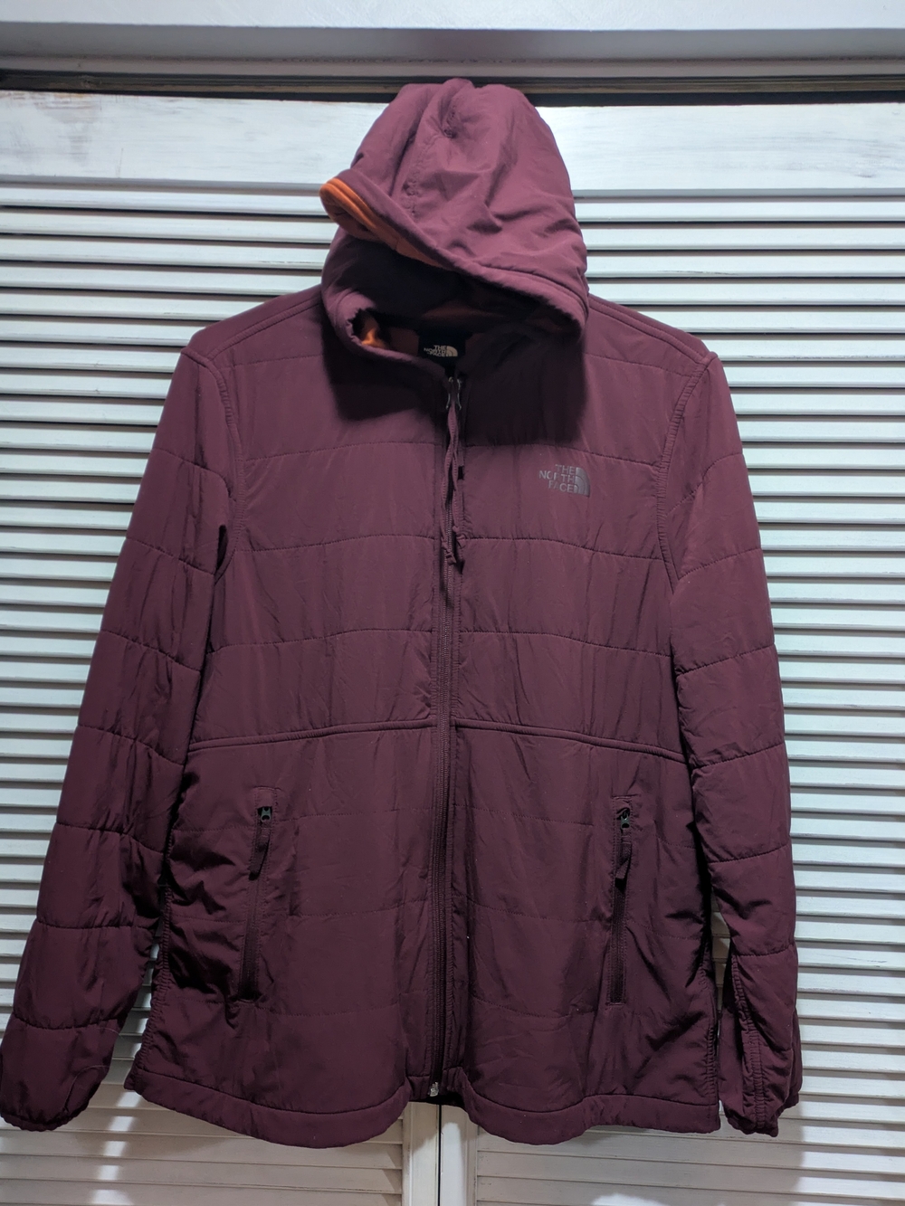 The North Face Quilted Hooded Jacket Maroon Burgundy Orange Women’s XL
